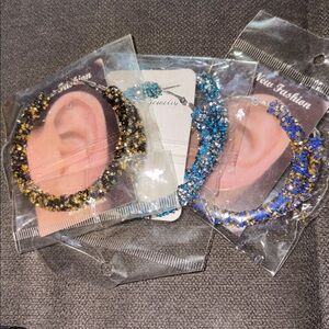 Fashion Trendy Sparkling Hoop Earrings Set 3